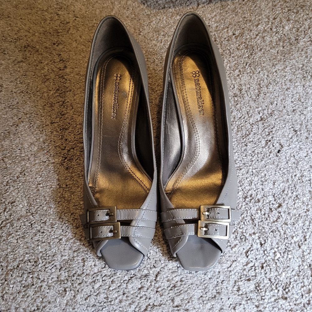 Naturalizer Grey Buckle-Toe Heels